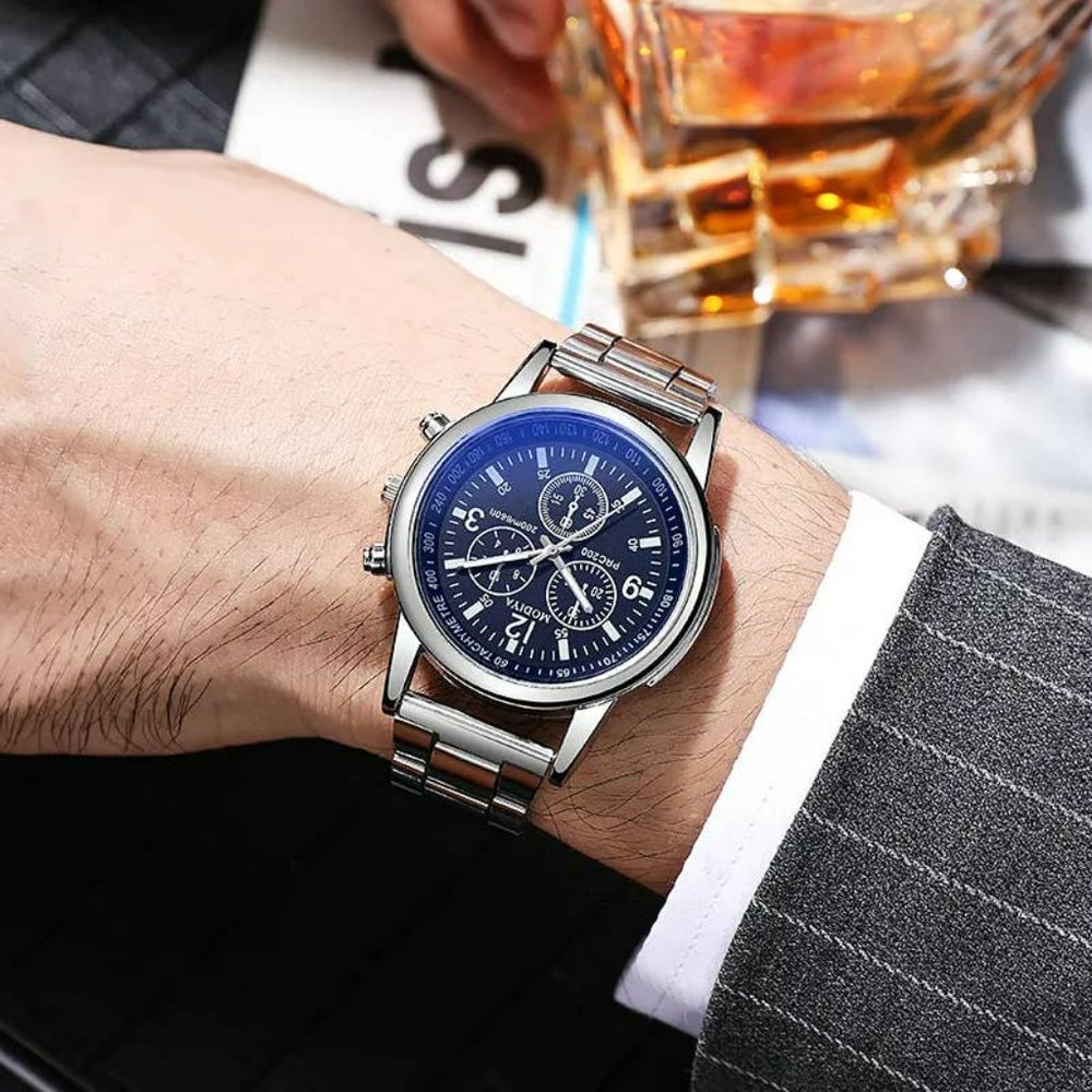 Two Black Business Men Quartz Watches - Alloy Band - Picture 2 of 5